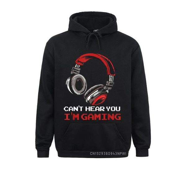 

men's hoodies & sweatshirts can't hear you i'm gaming gamer assertion gift idea pullover sportswears 2021 women 3d style, Black