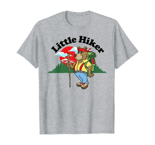 

little hiker cute bear cub retro style hiking t-shirt, White;black