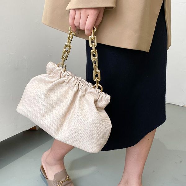 

evening bags thick chain armpit cloud for women 2021 shoulder dumpling clip purse bag day clutch handbags female pleated tote