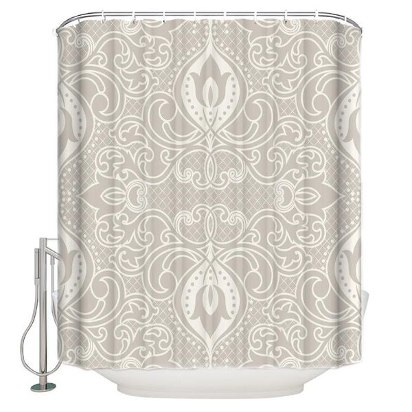 

shower curtains beige pattern art retro baroque curtain waterproof polyester bath