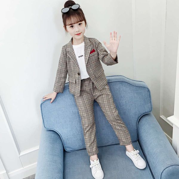 

korean spring 2021 new girls' children's suit, White