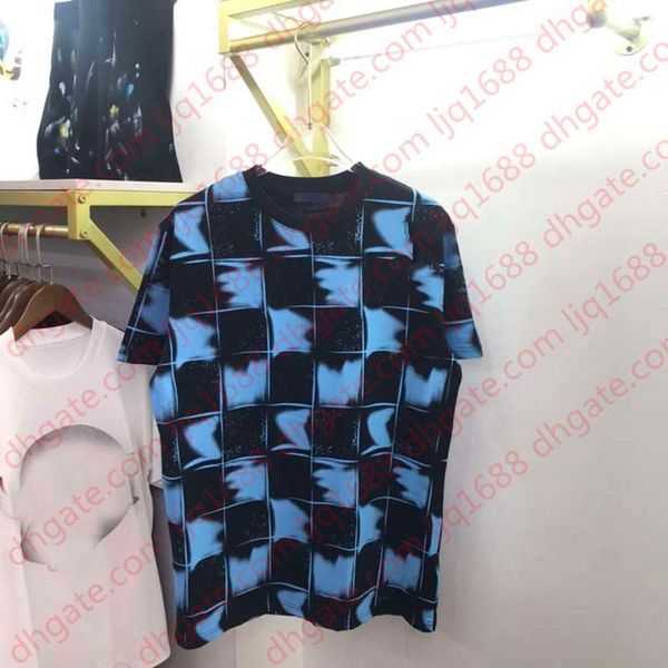 

21ss mens tee t shirts letter color grid letters printing men clothes short sleeve mens shirts tag letters polo new black white 03, White;black