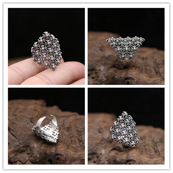 

925 sterling silver handmade crosses adjustable rings american european punk gothic antique silver vintage designer luxury jewelry rings
