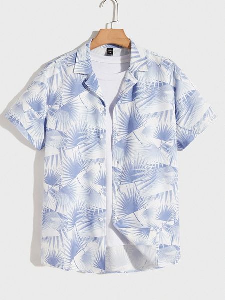 

men tropical print shirt 55h7#, White;black