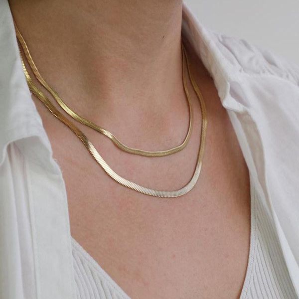 

chains double layer snake bone chain necklaces for women trendy neck clavicle necklace girl party temperament jewelry gifts, Silver