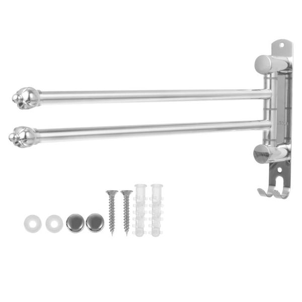 

towel racks bathroom swivel rack stainless steel organizer bar with 2 arms
