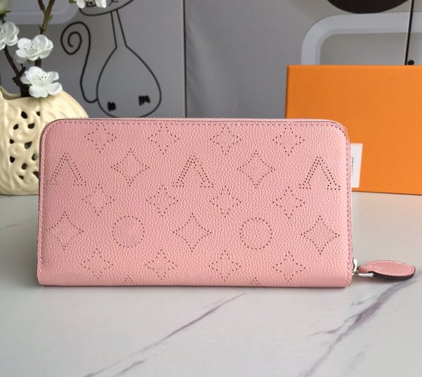 

fashion designer wallets luxury zipper purses mens womens wallet high-quality perforated flower letter long card holder slim money clutch ba, Red;black
