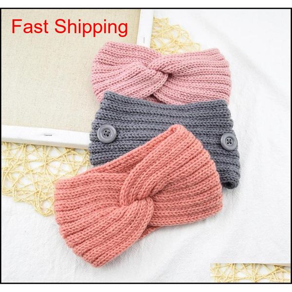 

button knitted headband 36 colors wool headwear crochet twist headband winter warm cross ear protection hair jlljba dayupshop, Silver