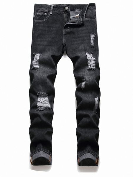 

men ripped washed tapered jeans 74z8#, Blue