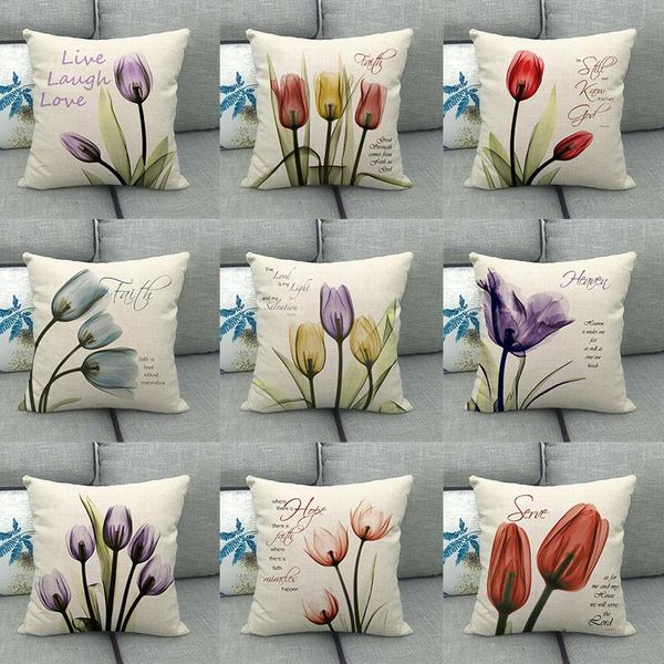 

cushion/decorative pillow tulip cotton line case throw cover cushion sofa car decoration letter printed dec
