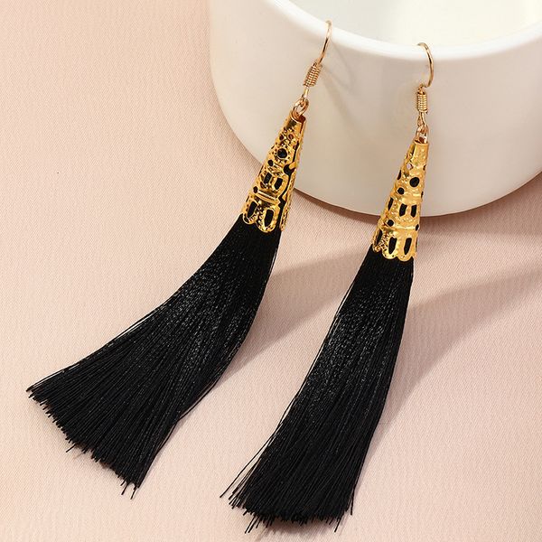 

ez0749 fashion accessories bohemian long tassel chinese style earrings, Silver