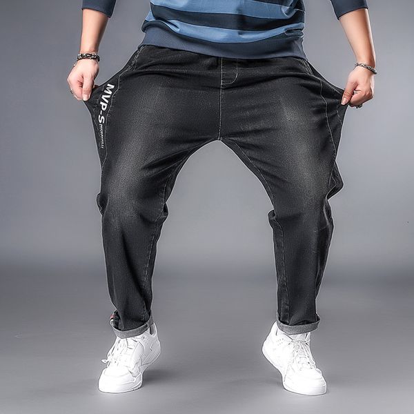

2021 new plus size 6xl 5xl xxxxl men blue solid straight mens harajuku streetwear casual denim male fashion 61ei, White;black