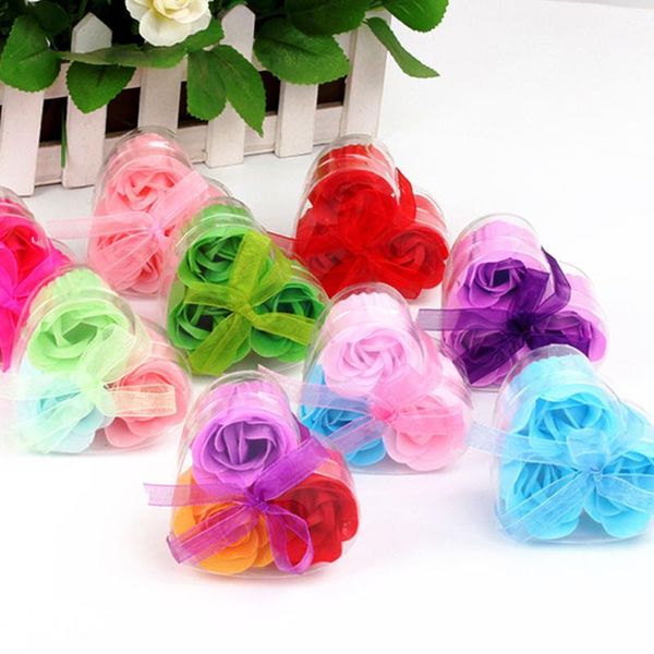 

artificial plants 3pcs scented rose flower petal bath body soap wedding party gift flowers home decoration flores artificial