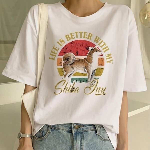 

lovely dogs animals women t-shirt harajuku cartoon print tee shirts female short sleeve o-neck tee funny t-shirts, White