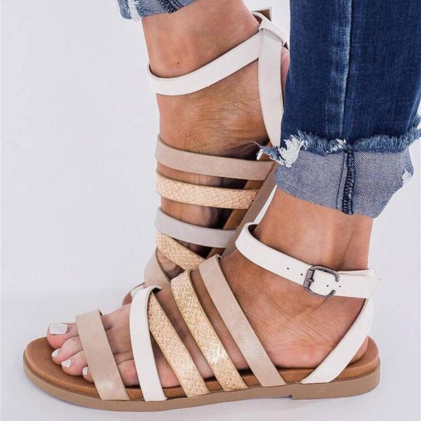 

summer women gladiator sandals platform flat heel patchwork cross buckle strap outside casual retro ladies shoes female 2021, Black