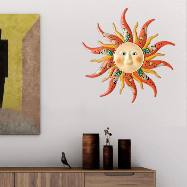 

decorative objects & figurines diy home decor metal sun wall art face garden indoor outdoor living room decoration upgrade