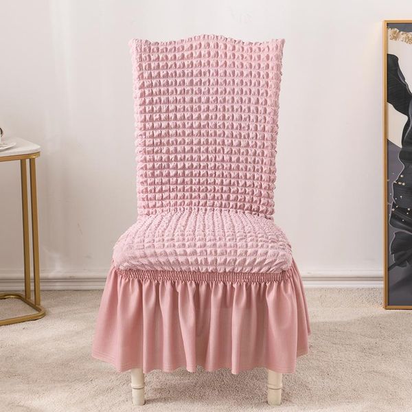 

chair covers 1/2/4/6 bubble plaid gauze skirt dining cover stretch wedding party