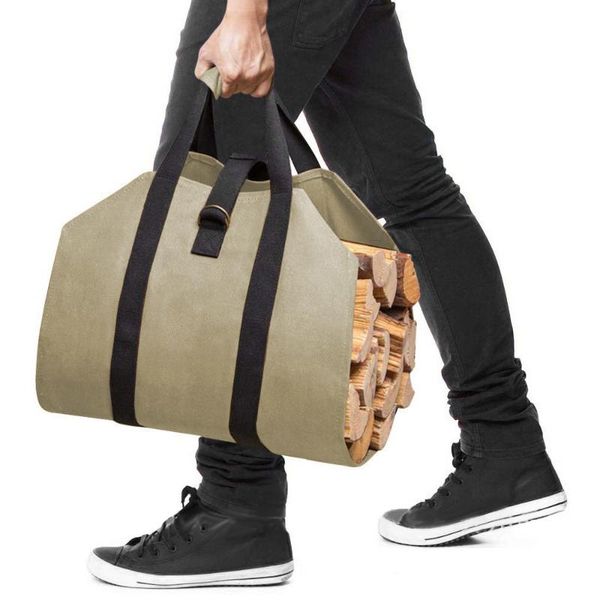 

storage bags outdoor tote camping carry bag canvas firewood carrier log package handles home kitchen supplies