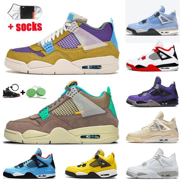 

2021 retro basketball shoes 4s jumpman 4 unions desert moss taupe haze white off oreo black cat fire red trainers sports sneakers