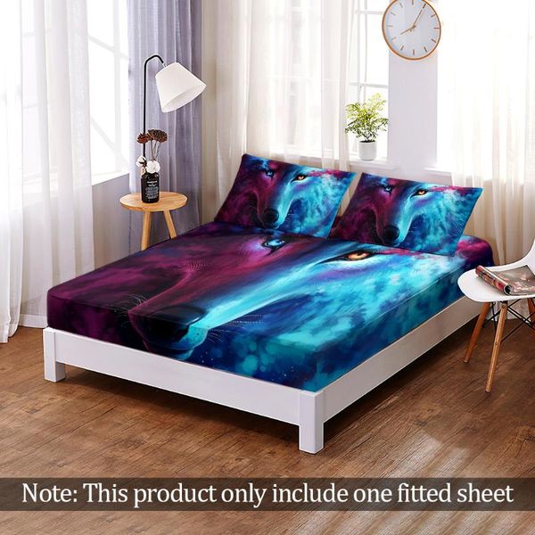 

sheets & sets modern fashion 3d print jungle wild animal wolf custom fitted sheet elastic band bed queen king size home bedroom decor