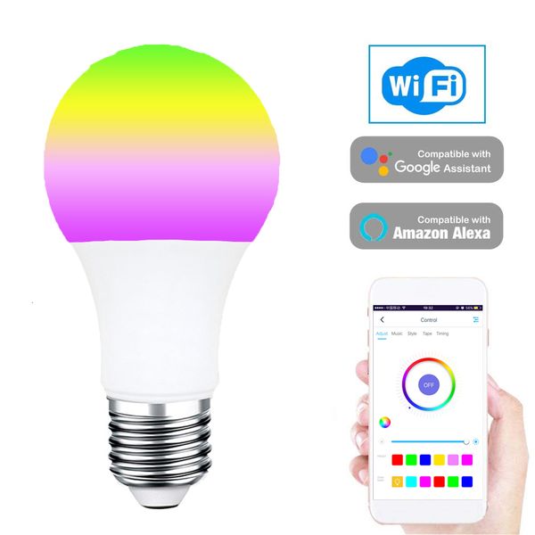 

2021 new 7 w rgb multicolor wi-fi intelligent light led cell phone compatible with alexa google tmall genie can be darkened bgip