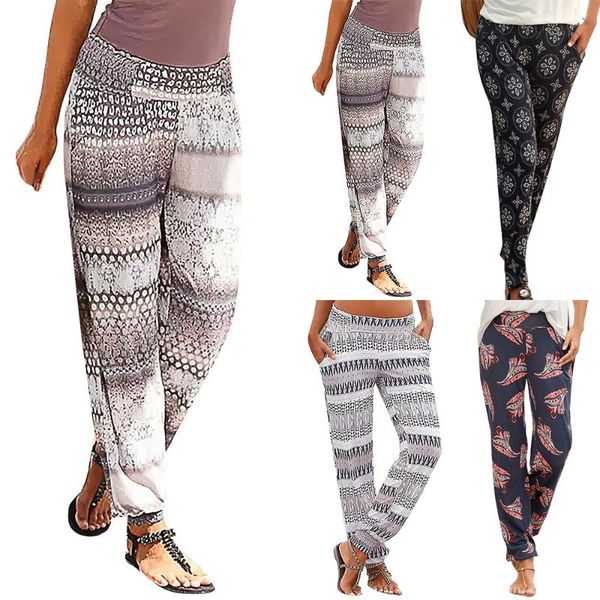 

women's pants & capris 2021 thin summer fashion casual vitange print woman plare versatile commute leisure, Black;white
