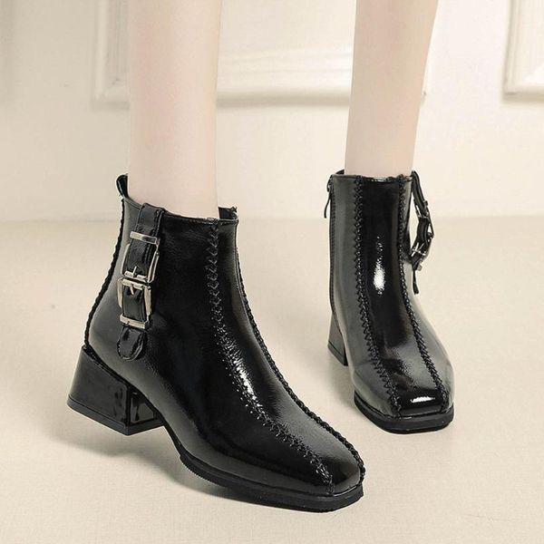 

boots winter women shoes 2021 warm plush sneakers snow lace-up ankle casual woman botas mujer#3, Black