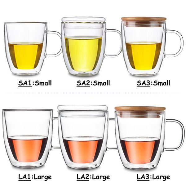 

mugs practical double wall heat resistant glass teacups coffee water wine (1pc)