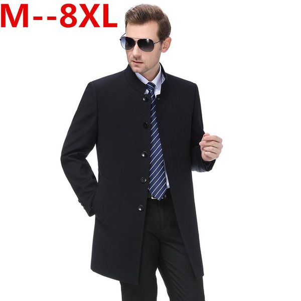 

men's jackets plus 8xl 6xl 5xl spring autumn trench coat men button long sleeve fitness clothing streetwear chaqueta larga hombr, Black;brown