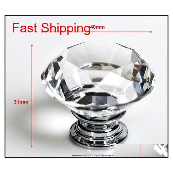 

30mm diamond crystal glass door knobs drawer cabinet furniture handle knob screw furn jllbdk comb2010
