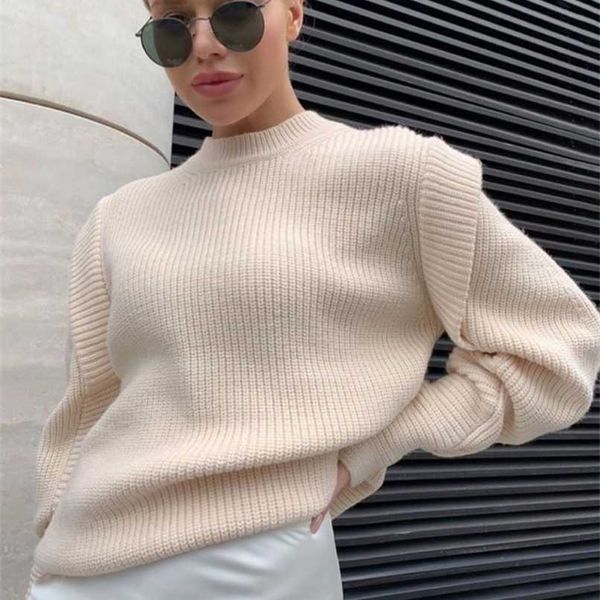 Wixra Ruffle Sweater Mulheres Puxe Femme Jumper Casual Elegante Cashmere Ladies Vindo Out Outono Inverno 211123