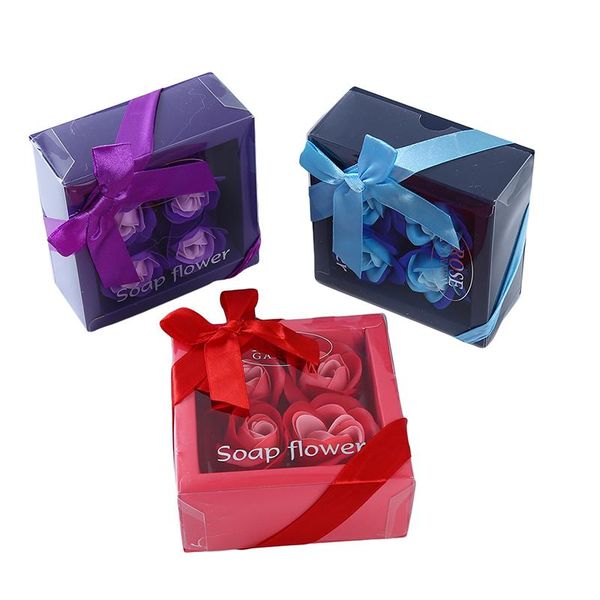 

decorative flowers & wreaths 4pcs/box heart-shaped rose soap romantic wedding party gift artificial flower decor health care tool personaliz