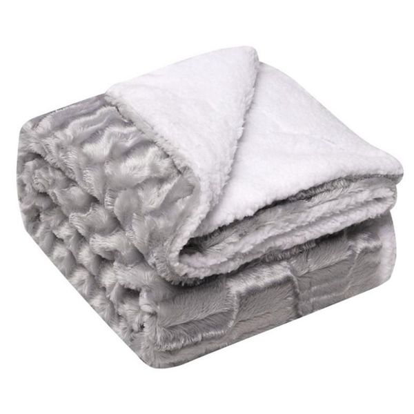 

thick sherpa blanket beds double-layer imitation fur plush lamb wool print pv soft warm office sofa leisure throw blanket