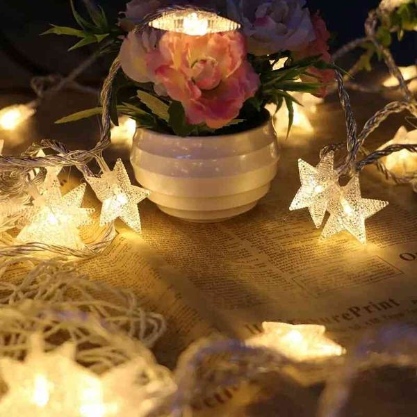 

led full sky color pearl five battery star flash string room decoration lamp