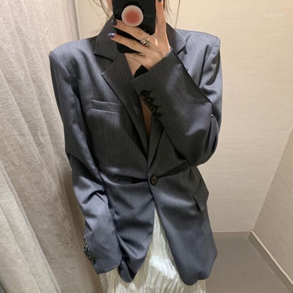 

women's suits & blazers [ewq] korea chic autumn casual trend women solid color lapel single button fashion simple pocket long-sleeved b, White;black
