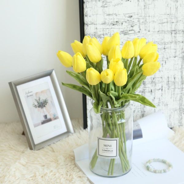 

decorative flowers & wreaths 1 bunch of 10 mini tulips yellow simulated flower artificial fake festival party home office diy decoration bou