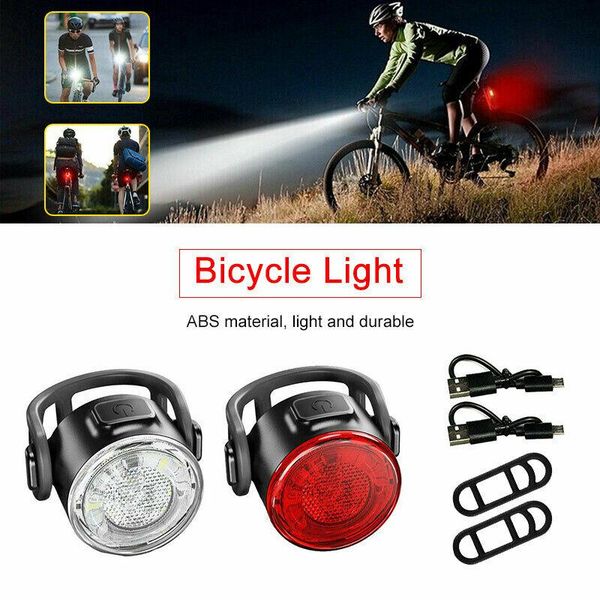 

bike lights usb rechargeable bicycle front tail light led helmet backpack waterproof safety warning