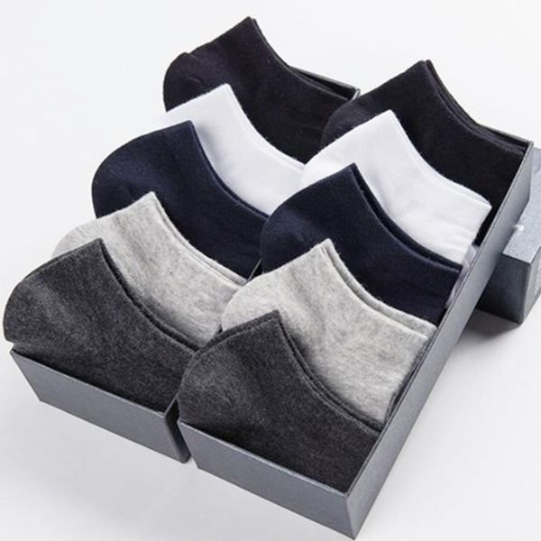 

men's socks summer thin section men boat short white 10 pairs brand business leisure no show crew 100 cotton, Black