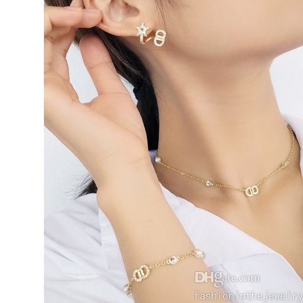 

fashion necklace designer jewelry luxury initials pendant anniversary gift 45cm chain gold plate diamond wholesale necklaces chains necklace, Silver