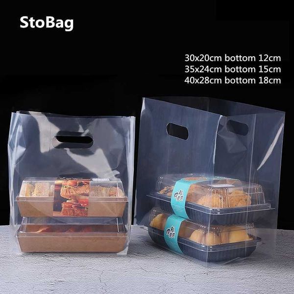 STOBAG 50PCS cookies Embalagem transparente punho sacos de plástico festa de aniversário bolo de bolo de pão espessura 210602