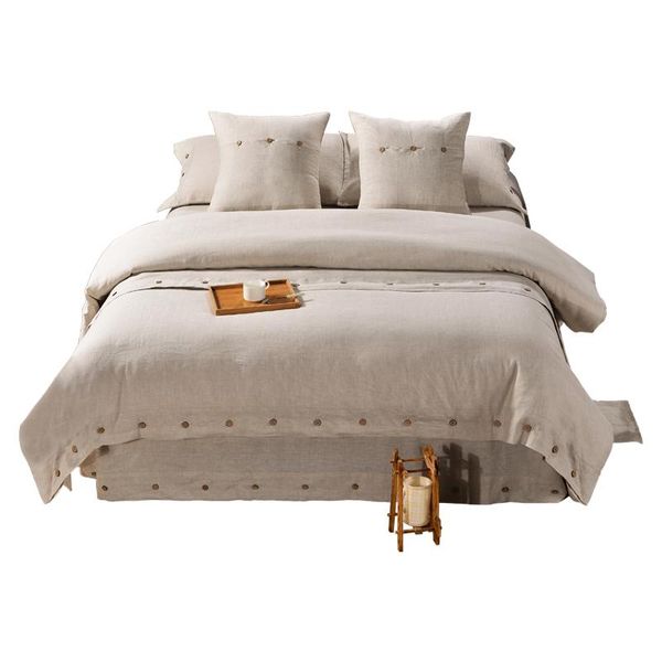 

bedding sets king  size set natural linen comforter duvet cover luxury bed flat sheet solid