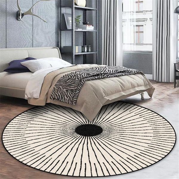 

carpets wishstar nordic modern simple carpet black white circle strip bedroom round geometric rug chair mat