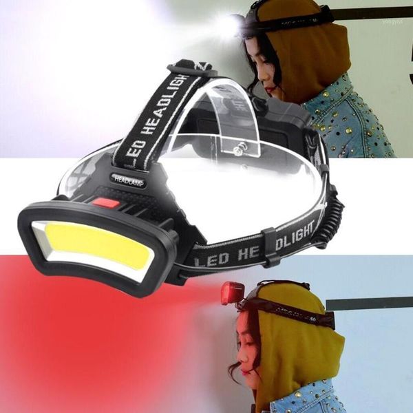 

headlamps usb rechargeable cob led headlamp red white light fishing headlight hunting head lamp camping torch1