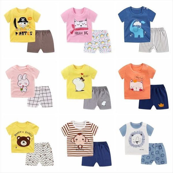 

brand baby clothing kids children clothes for girl boy short sleeve tee shorts suits summer 6month 4 years outfits, White