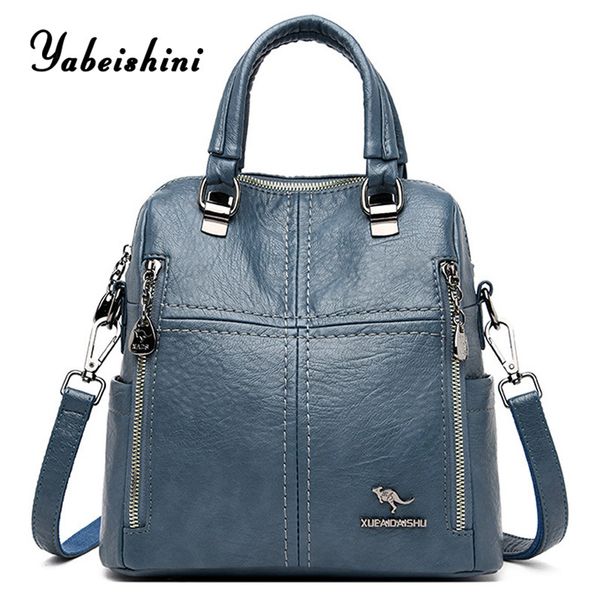 

multifunctional ladies backpack for women travel backpack high-quality luxury leather shoulder backpack sac a dos femme 210303
