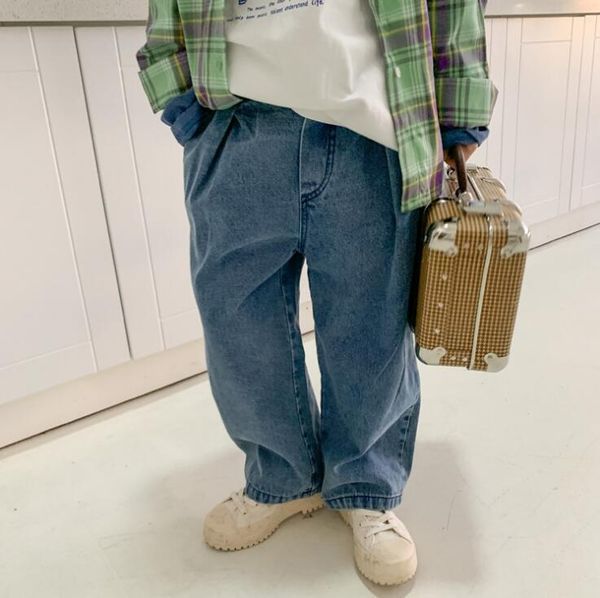 

2021 new arrival girls boys denim long pants spring fashion kids jean pants 3-8 years yx549, Blue