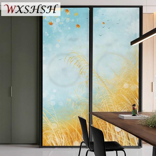 

custom size static cling window film pvc barley autumn home decorative privacy protection reusable frosted stained glass sticker