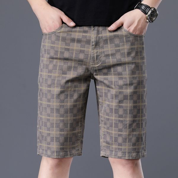

2021 summer new men's casual plaid shorts stretch cotton fashion business short pants homewear striped arrow panties 3djy, White;black