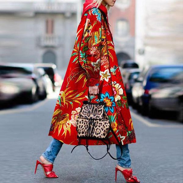 

women's wool & blends fashion women printed pocket jacket outerwear cardigan casual ethnic holiday style refreshing stmosphe overcoat l, Black