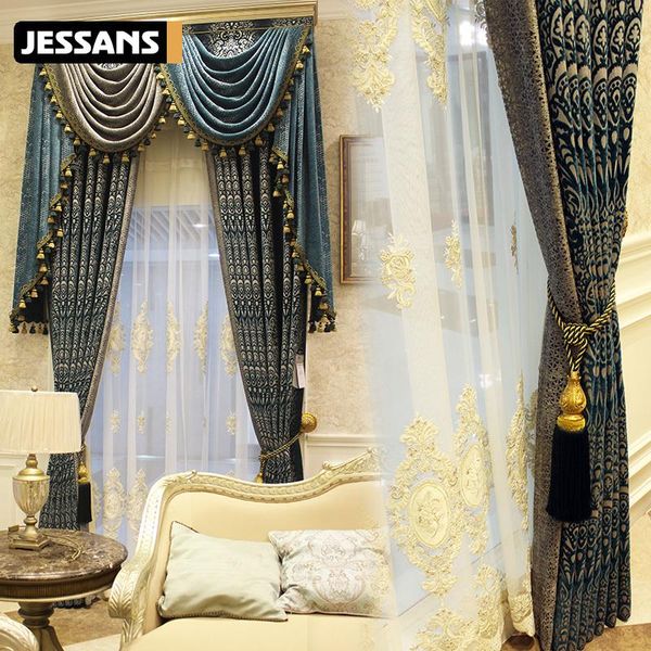 

curtain & drapes european chenille high grade shading curtains for living dining room blackout jacquard the bedroom
